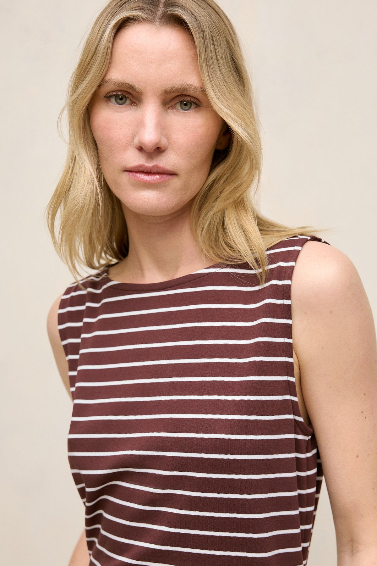 Modal Cotton Stripe Boatneck Tank