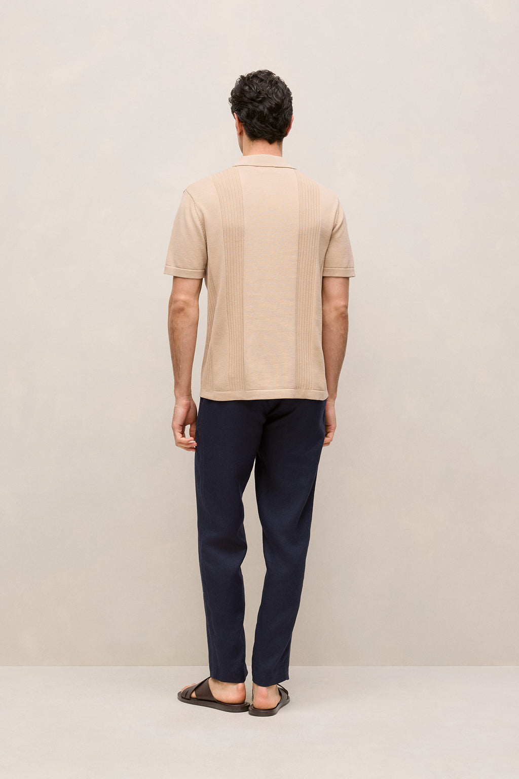 Mercerised Cotton Rib Detail Knit Polo