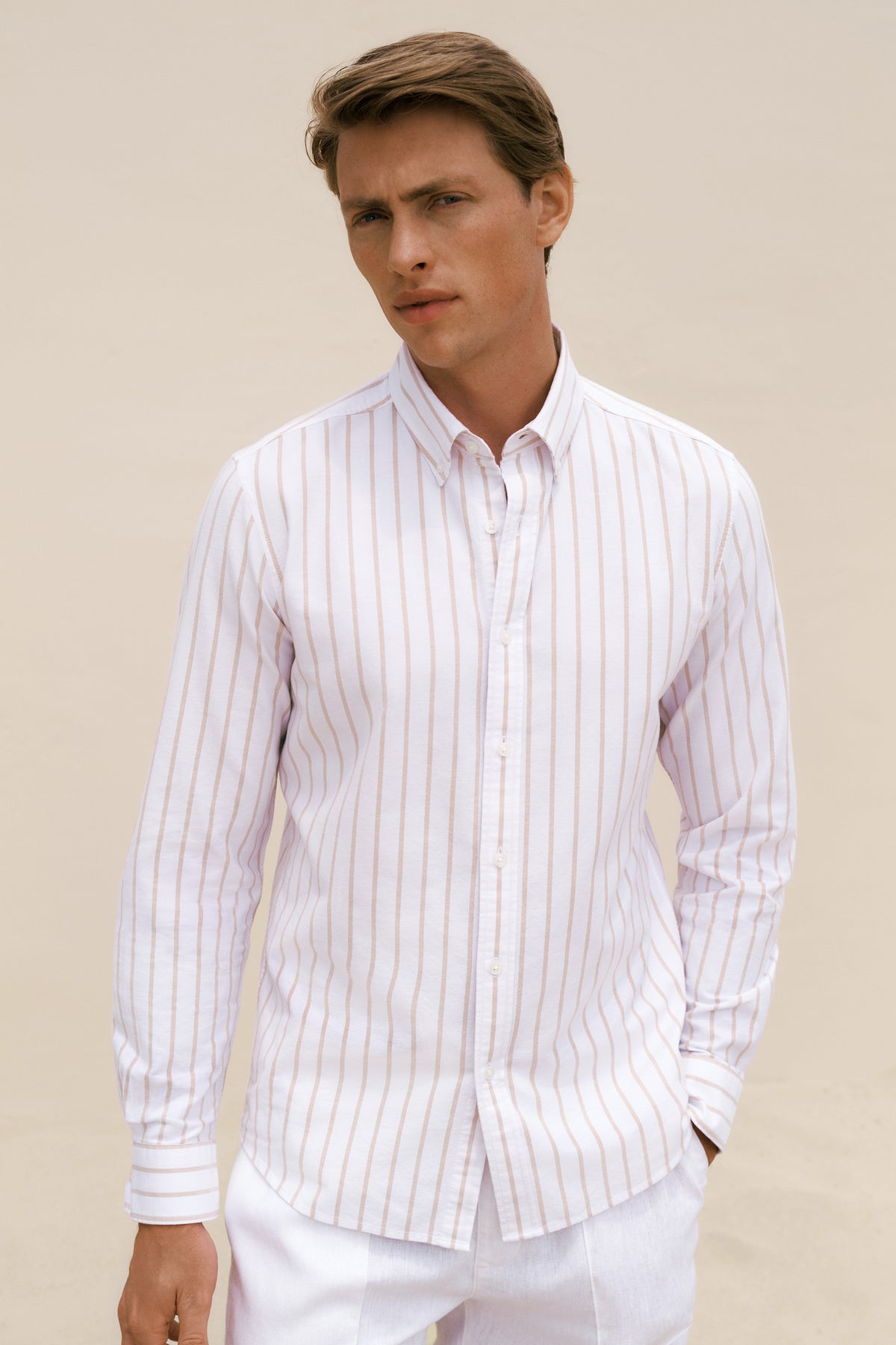 Regular Fit Yarn Dyed Stripe Oxford Shirt
