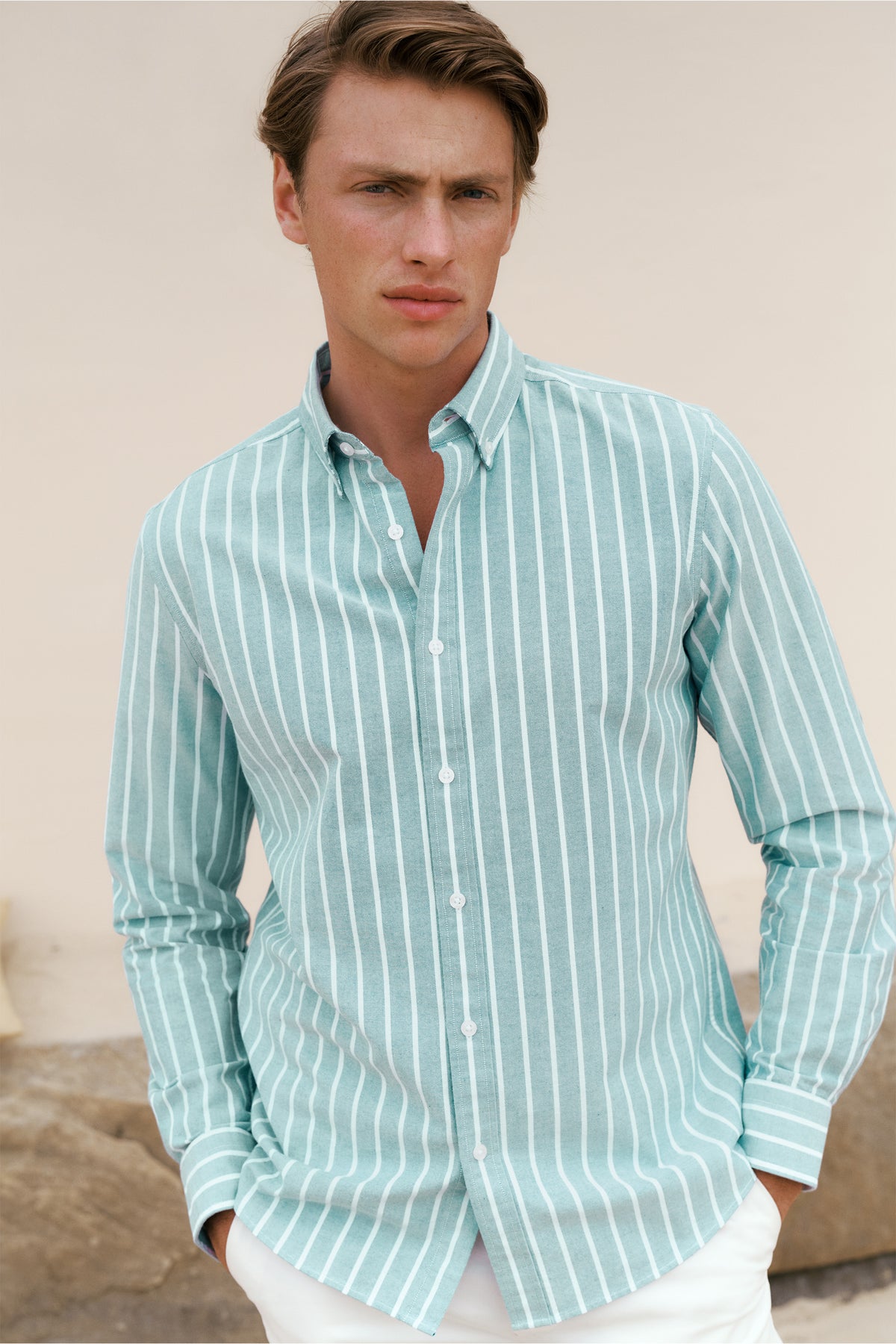 Regular Fit Yarn Dyed Stripe Oxford Shirt
