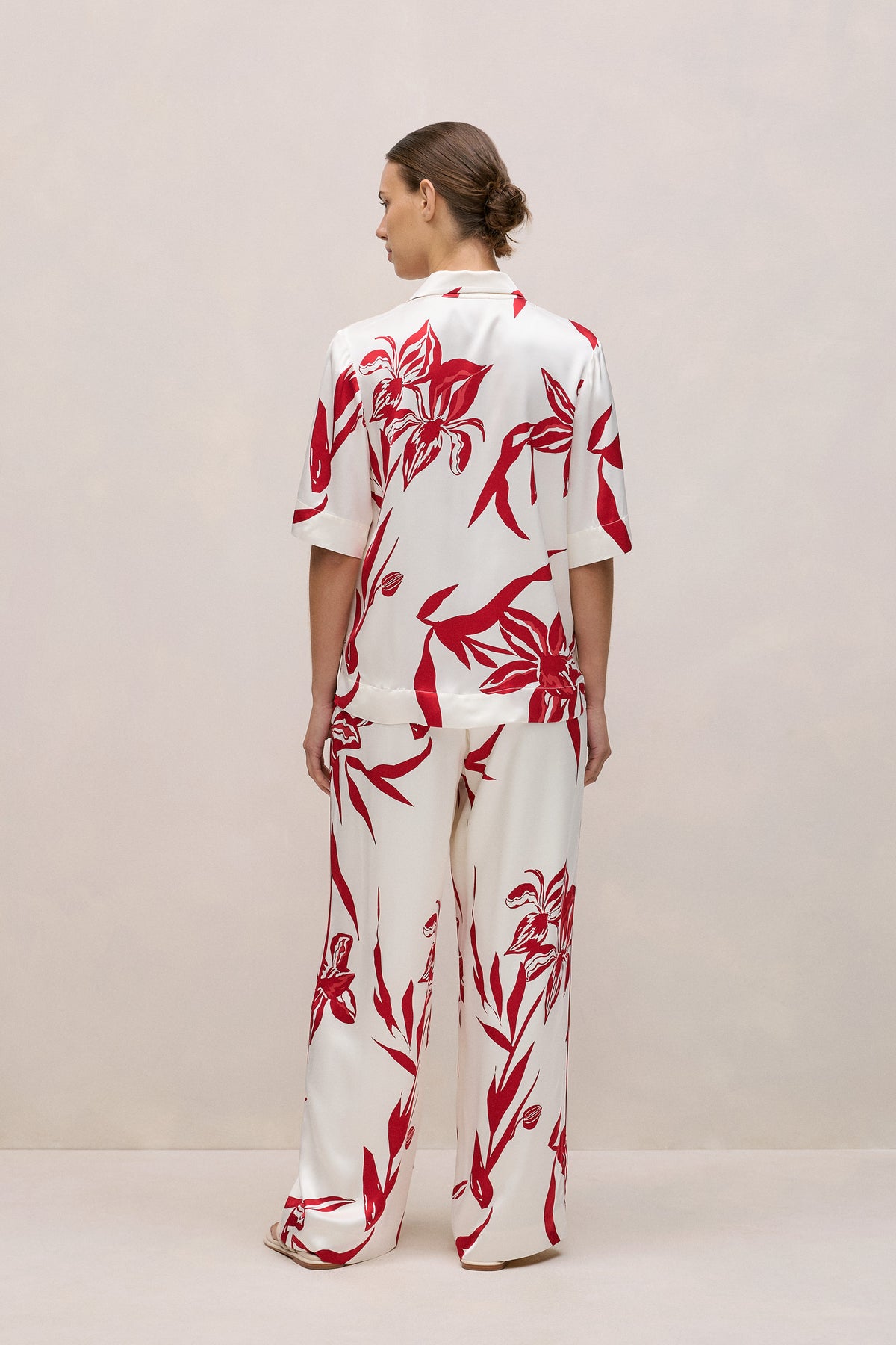 Wild Iris Satin Short Sleeve Shirt