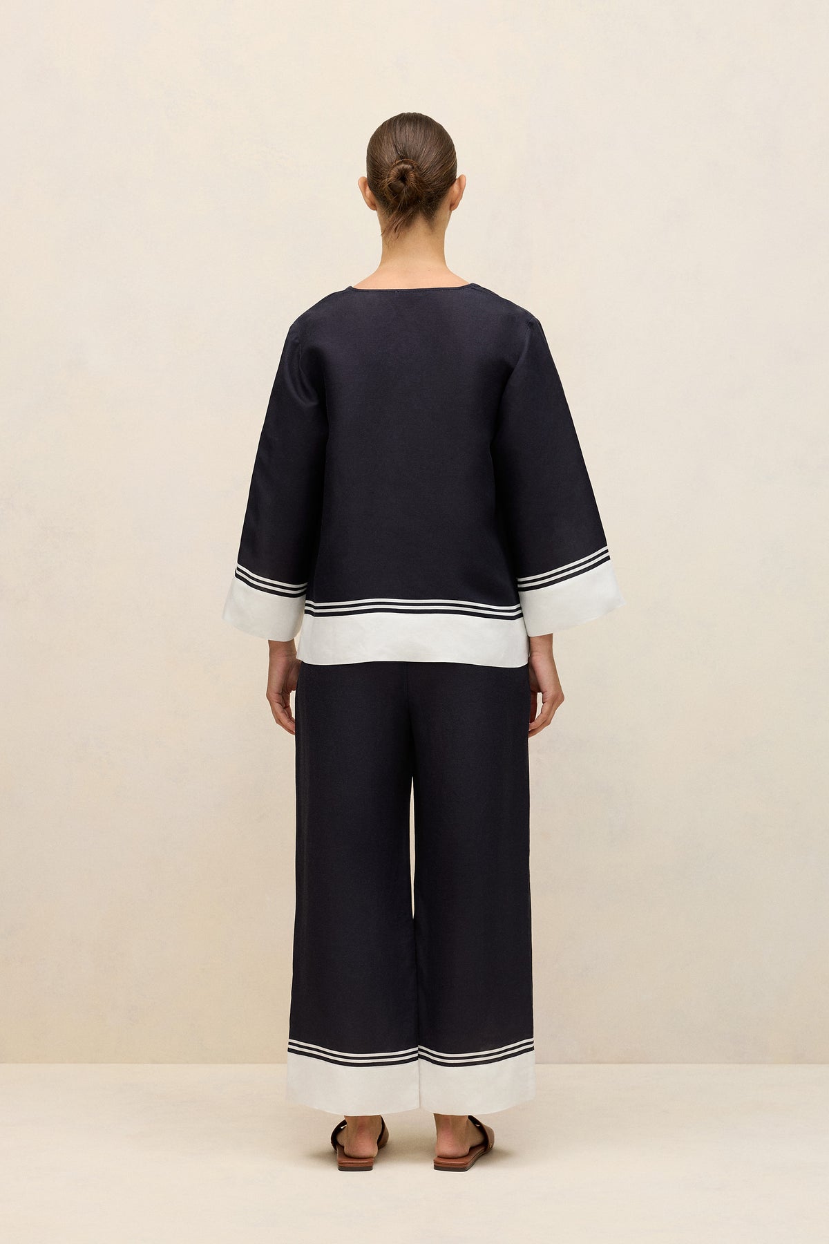 Linen Blend Border Print Popover Shirt