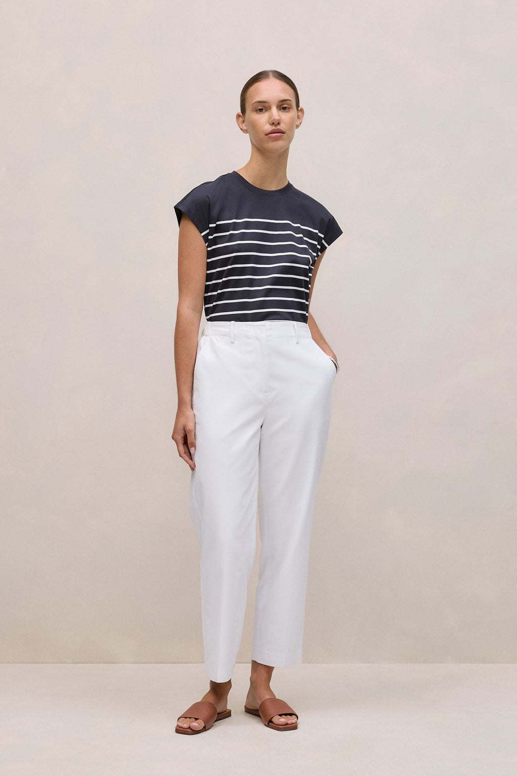 Breton Stripe Cap Sleeve T-Shirt