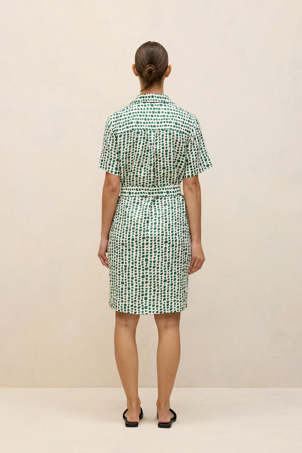 Brush Spot Linen Shirt Dress