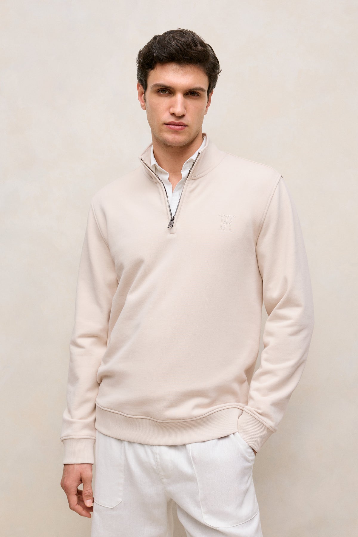 Terry 1/4 Zip Monogram Sweat