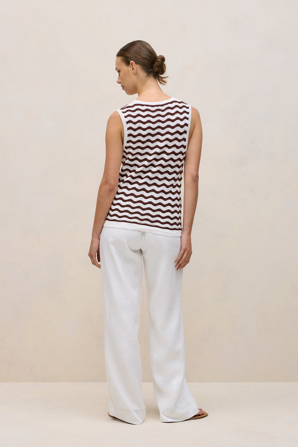 Cotton Pointelle Wave Stripe Tank