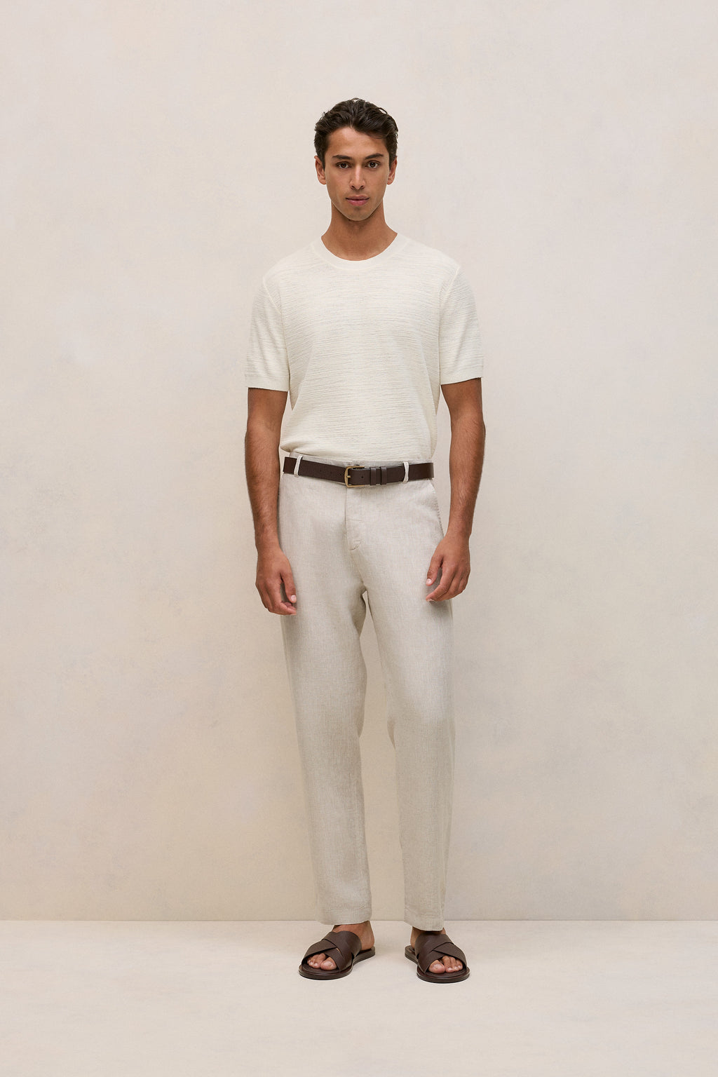 Cotton Linen Racking Stitch T-Shirt