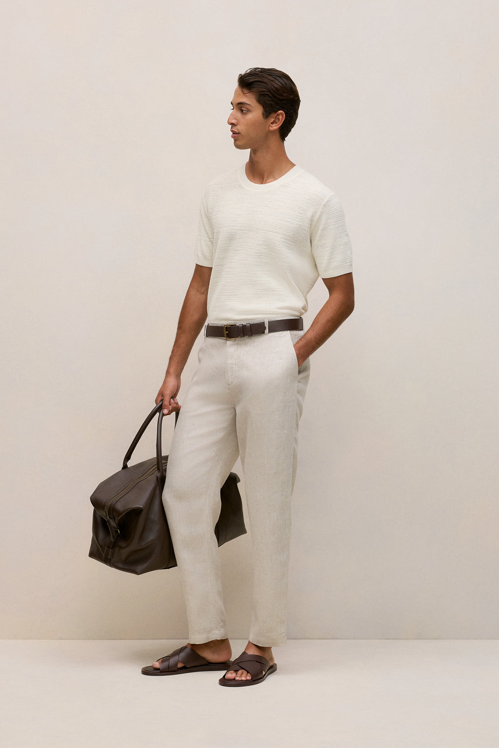 Cotton Linen Racking Stitch T-Shirt