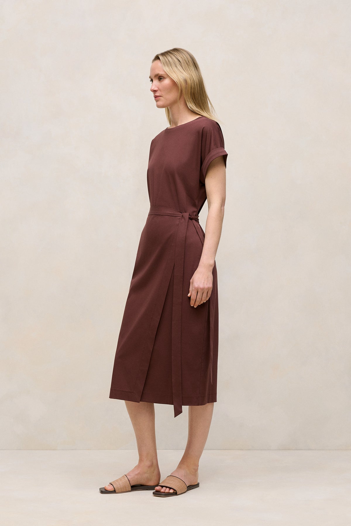 Cotton Wrap Detail T-Shirt Dress