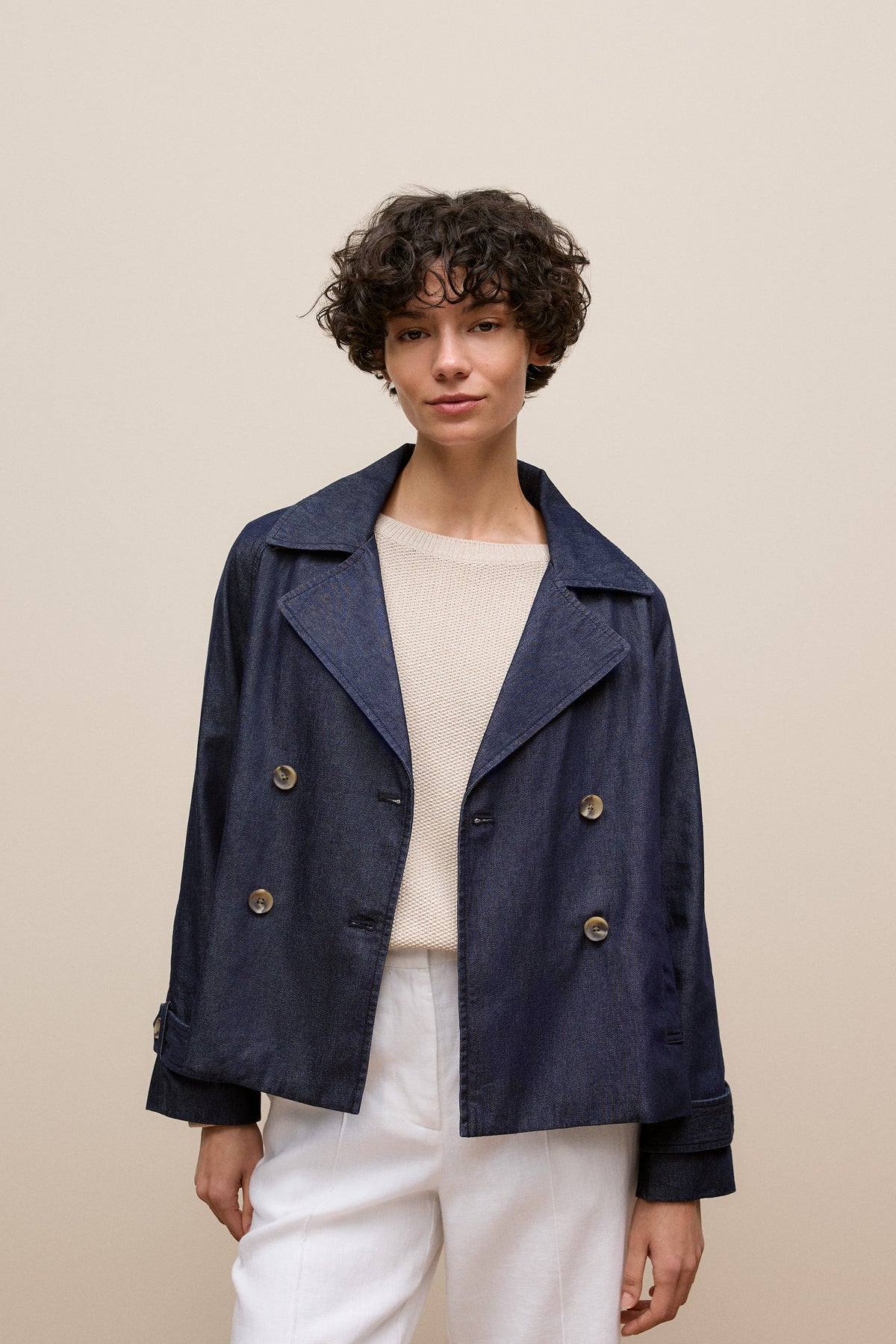 Denim Cropped Trench