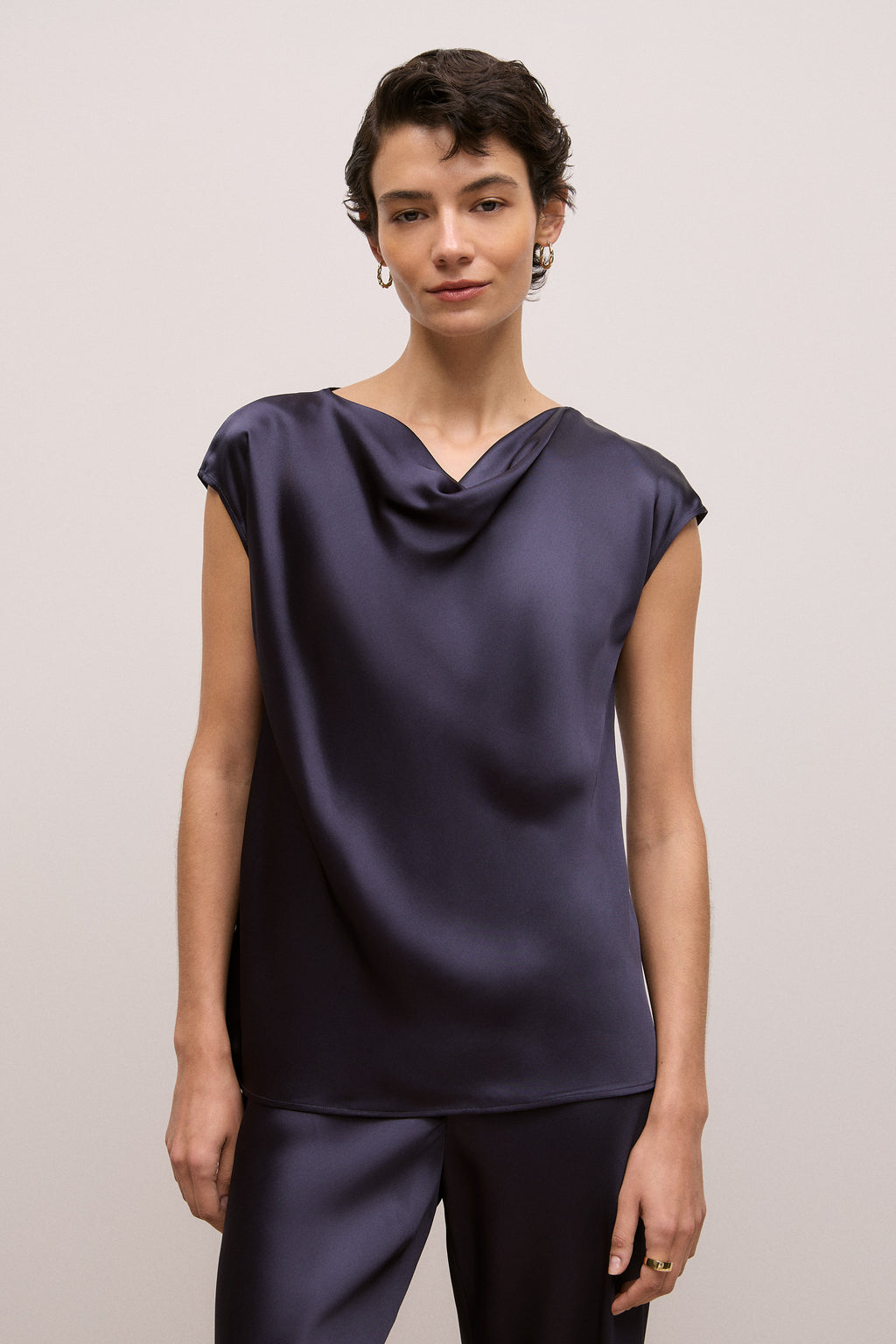 Satin Cowl Neck Blouse