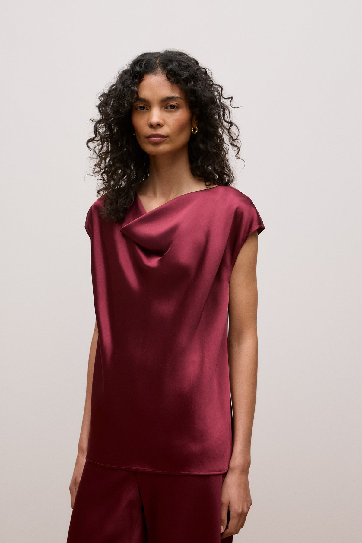 Satin Cowl Neck Blouse