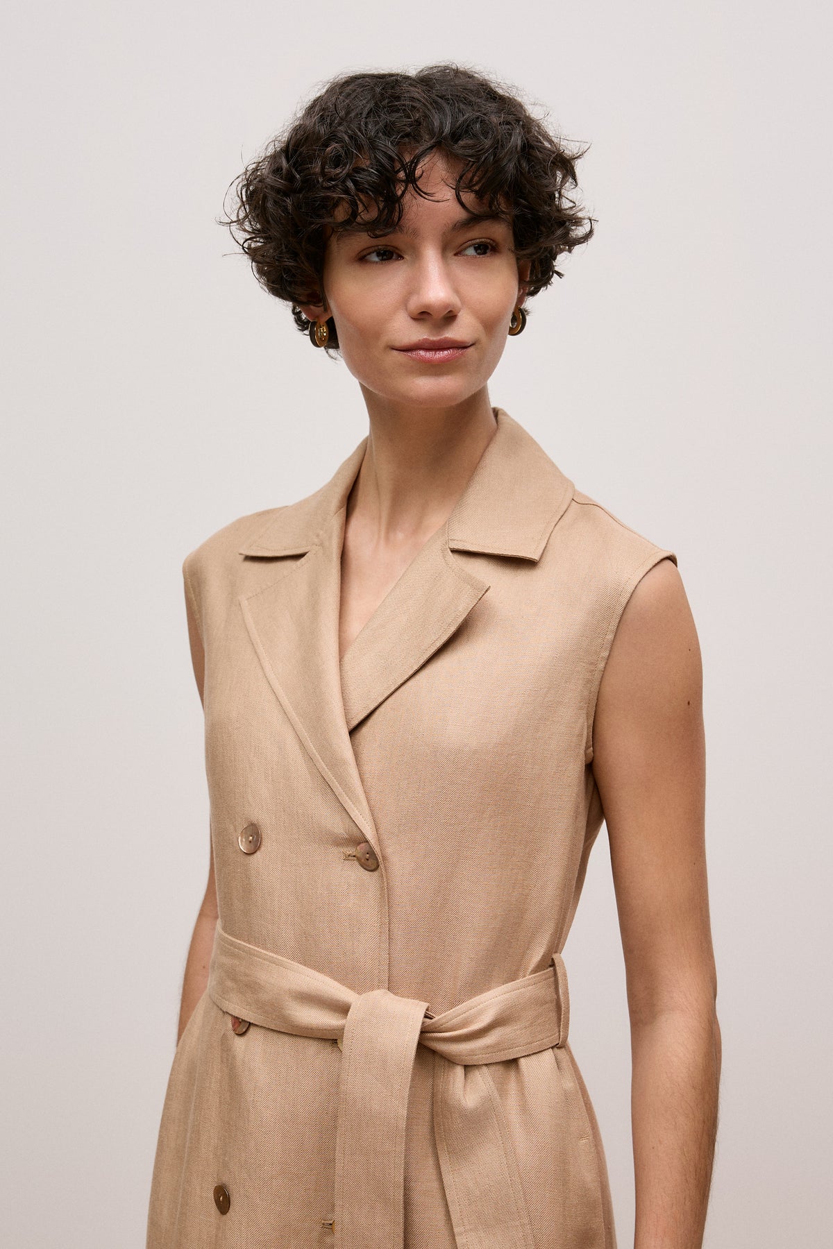 Linen Twill Sleeveless Trench Dress