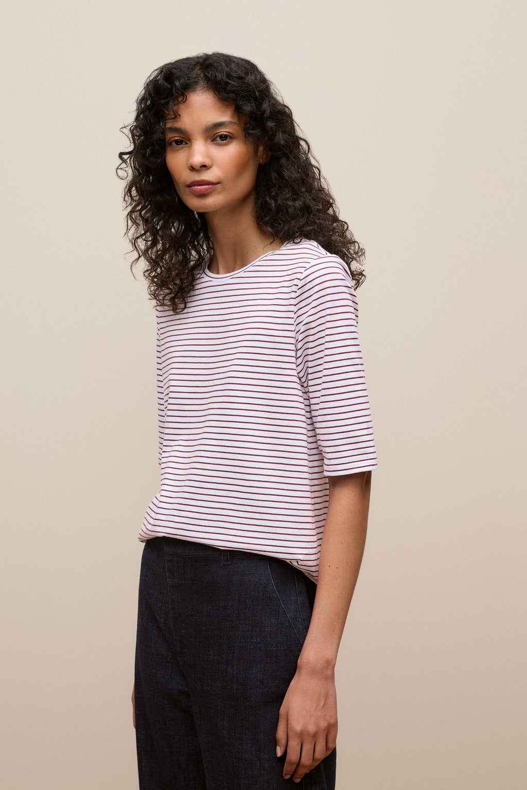 Australian Cotton Stripe Half Sleeve T-Shirt