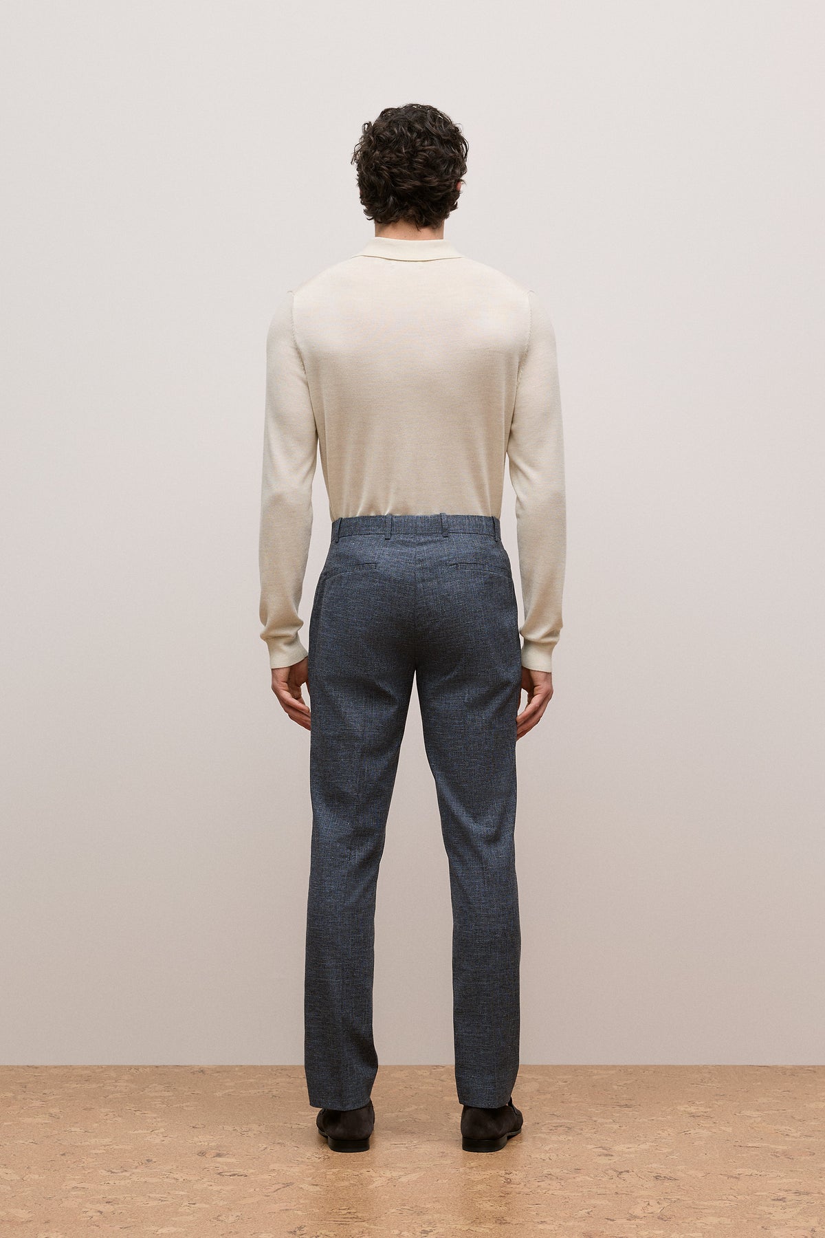 Cotton Wool Blend Straight Leg Trouser