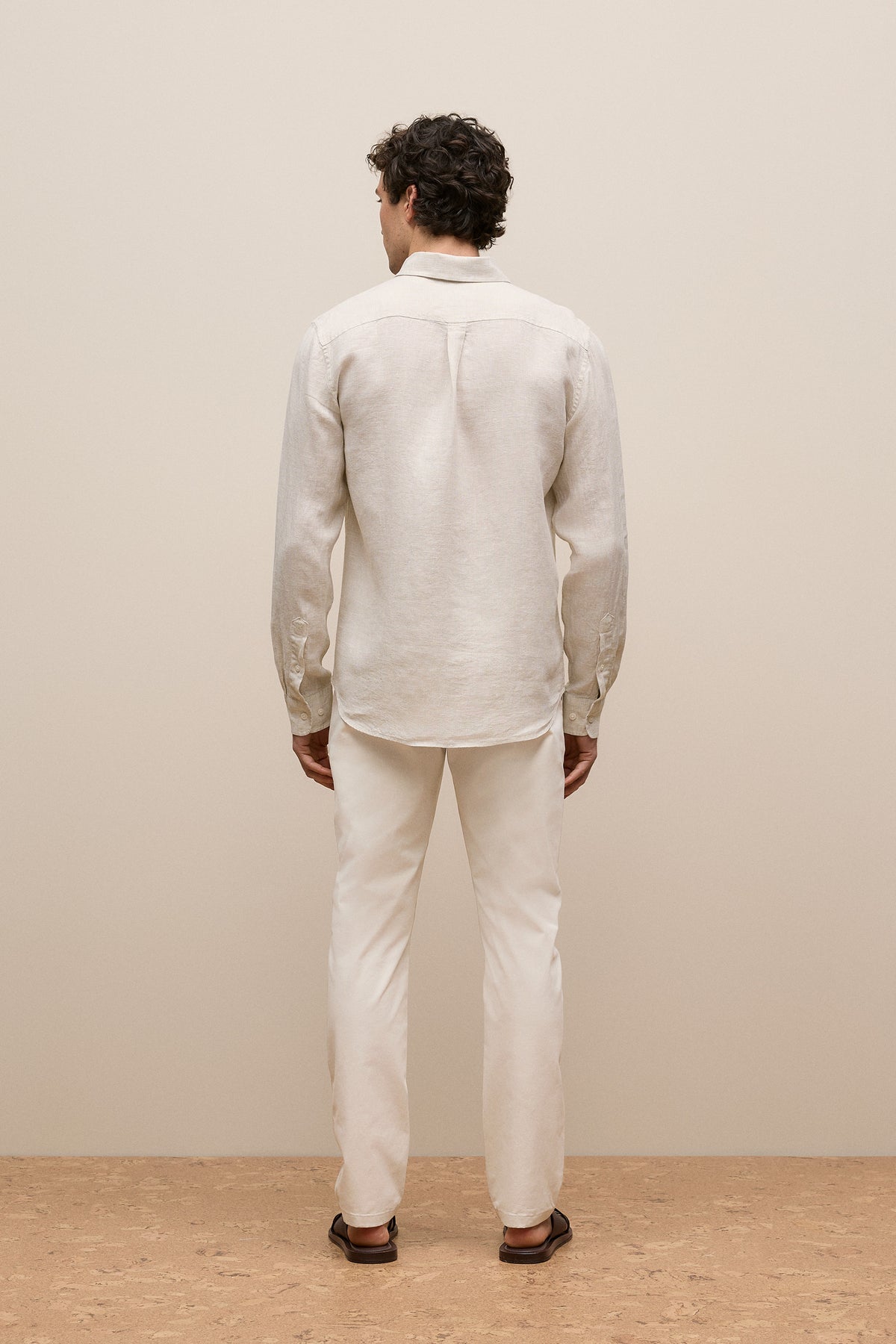 Regular Fit Linen Micro Check Long Sleeve Shirt
