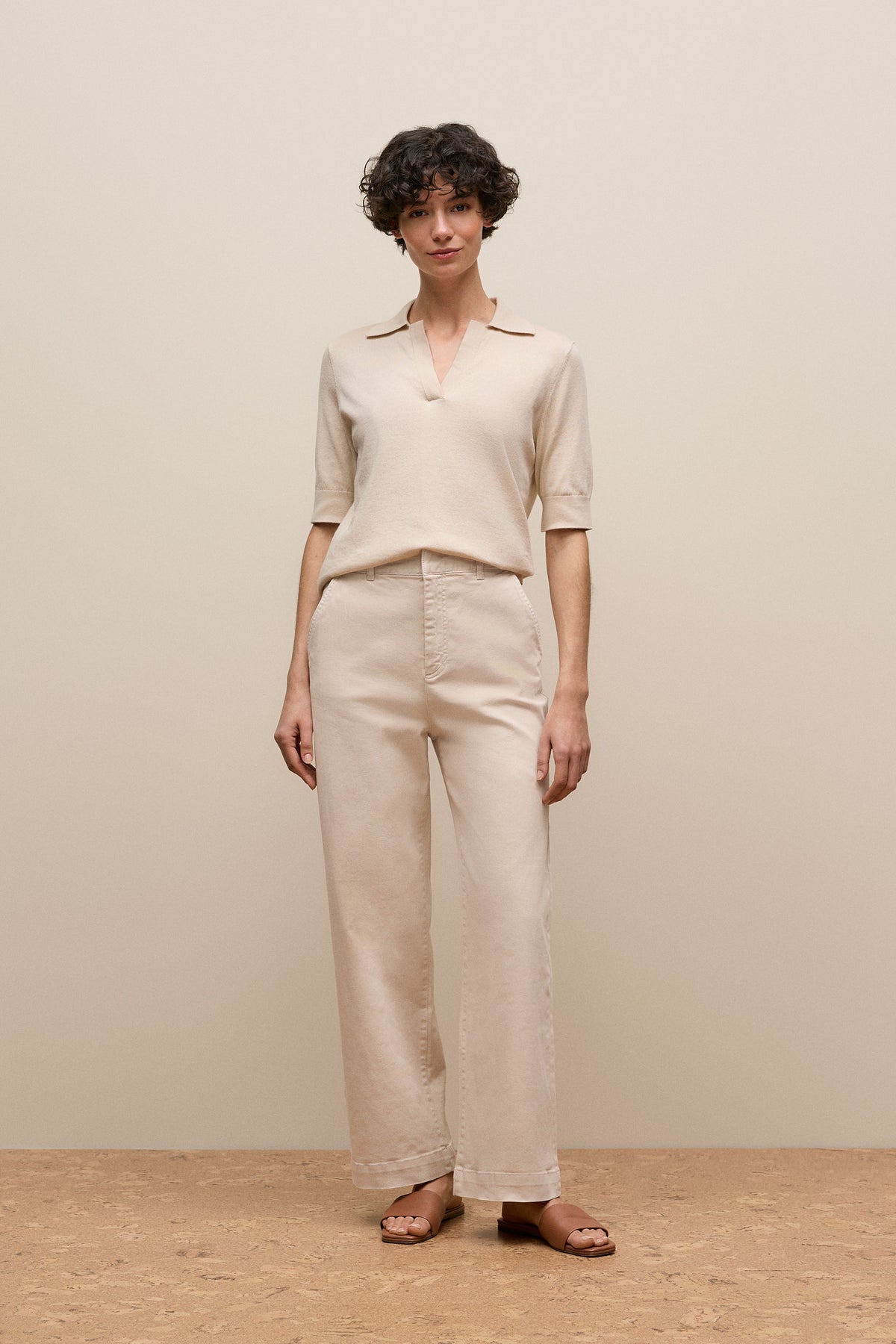 Cotton Cashmere Half Sleeve Polo