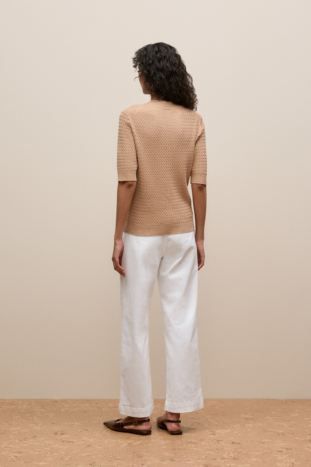 Cotton Cashmere Cable Mock Neck Knit