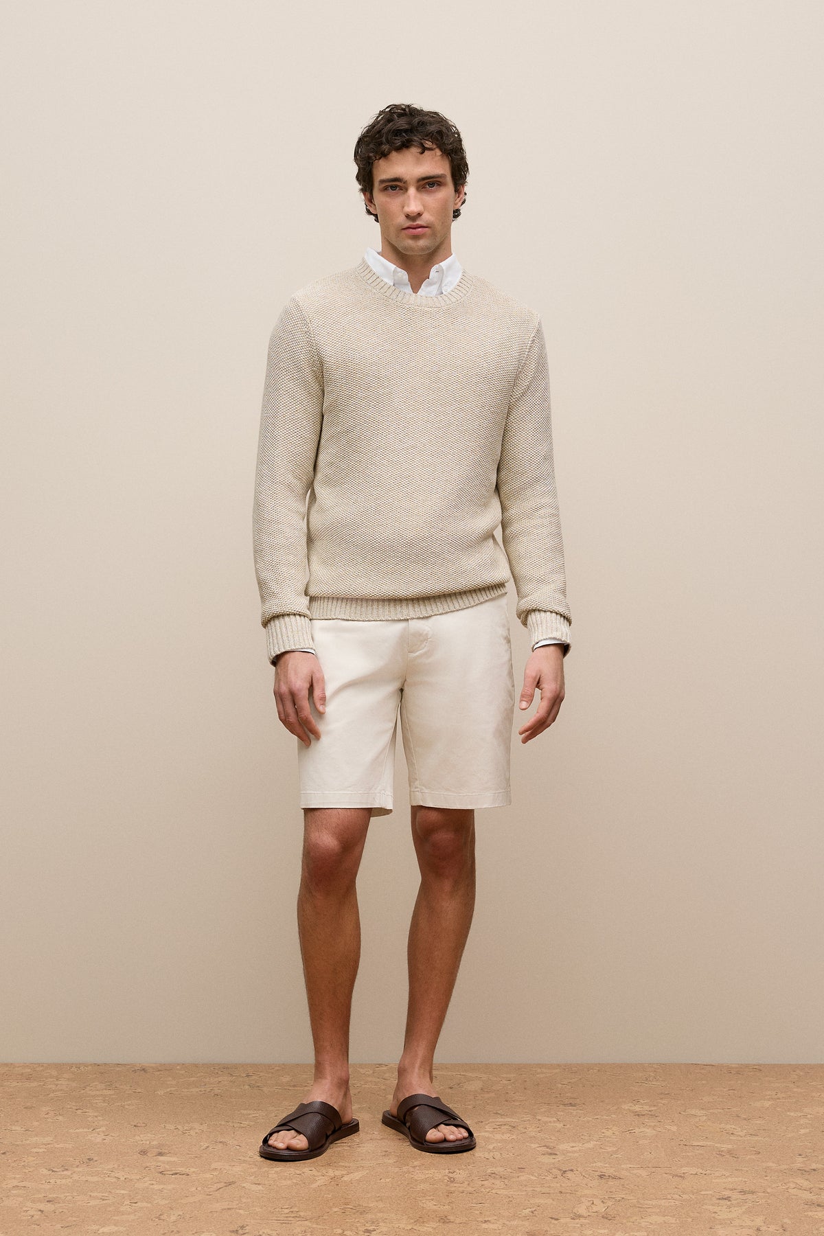Linen Cotton Texture Knit Crew