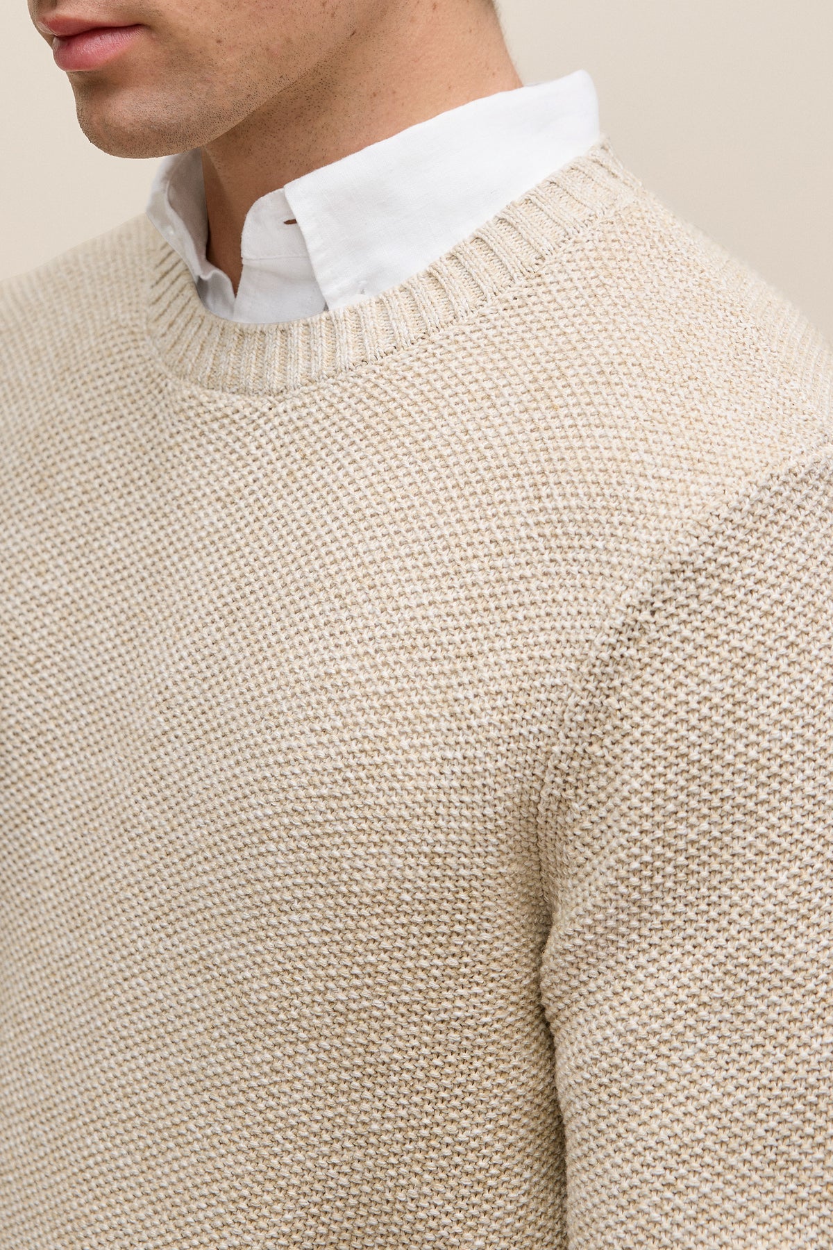 Linen Cotton Texture Knit Crew