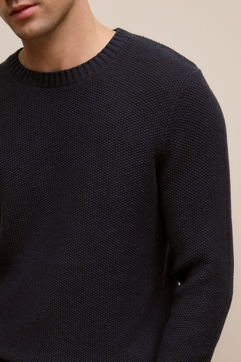 Linen Cotton Texture Knit Crew