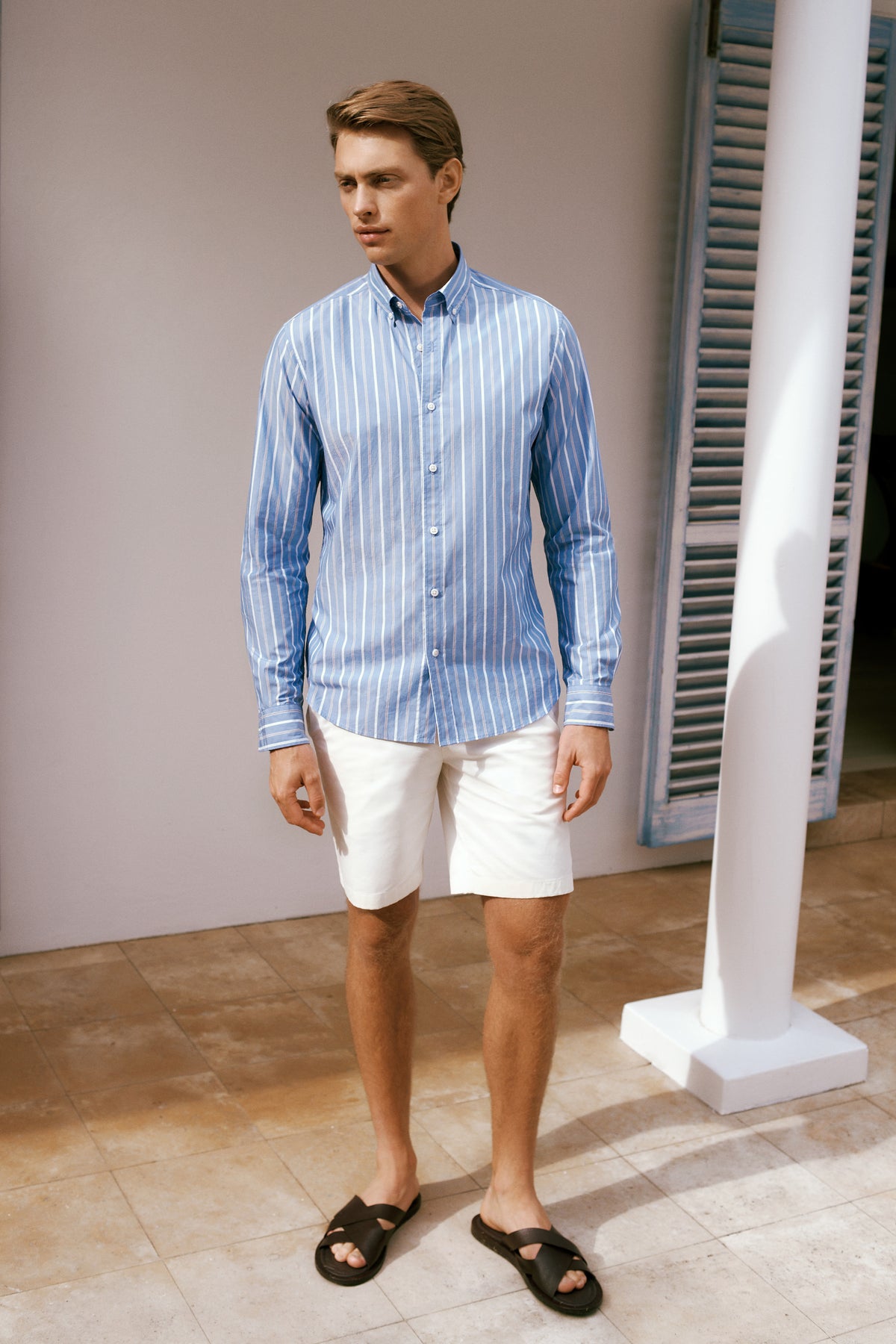 Regular Fit Poplin Stripe Long Sleeve Shirt