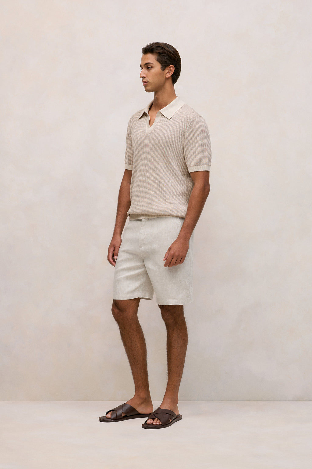 Linen Cotton Mouline Stripe Polo