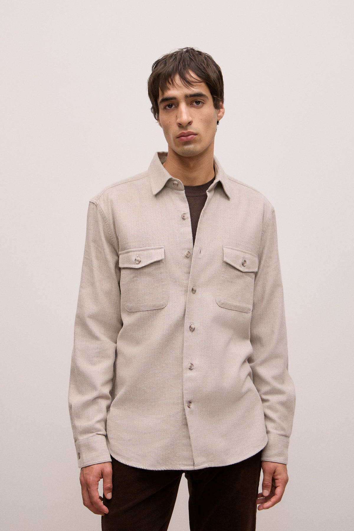 Brushed Herringbone Overshirt