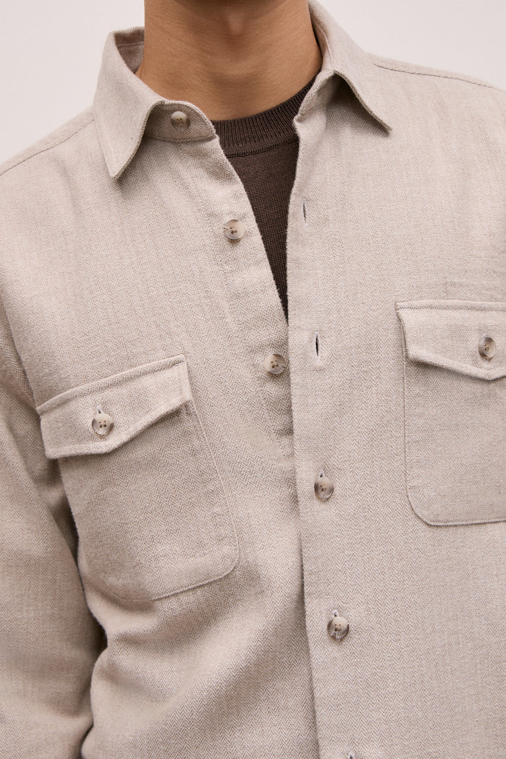 Brushed Herringbone Overshirt