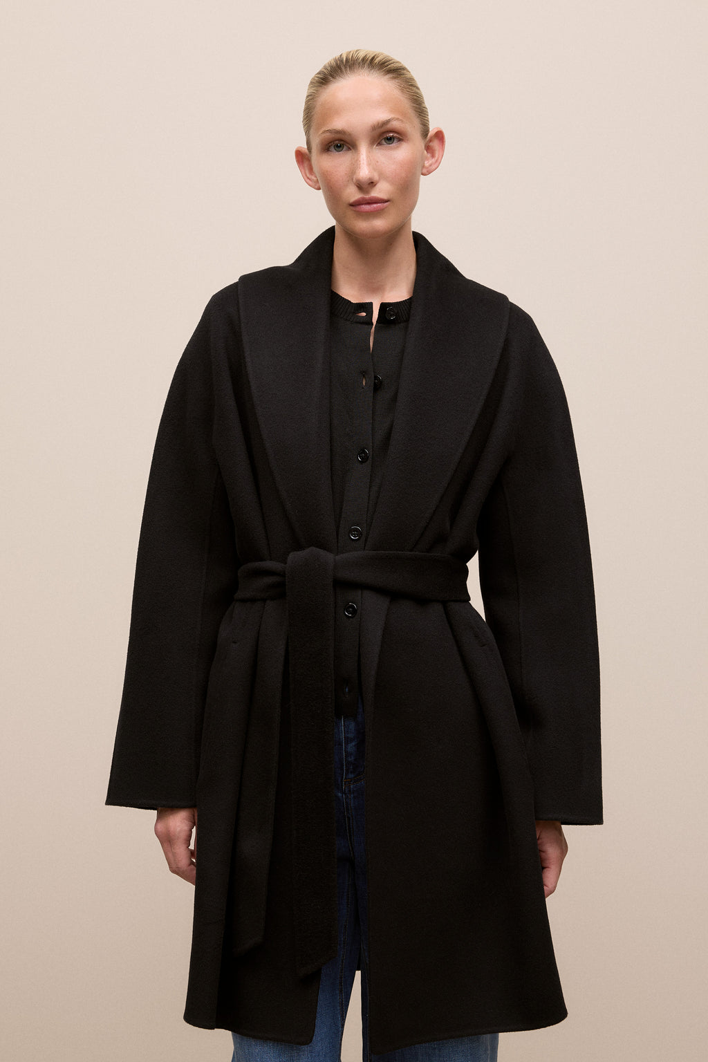 Double Faced Wool Wrap Coat