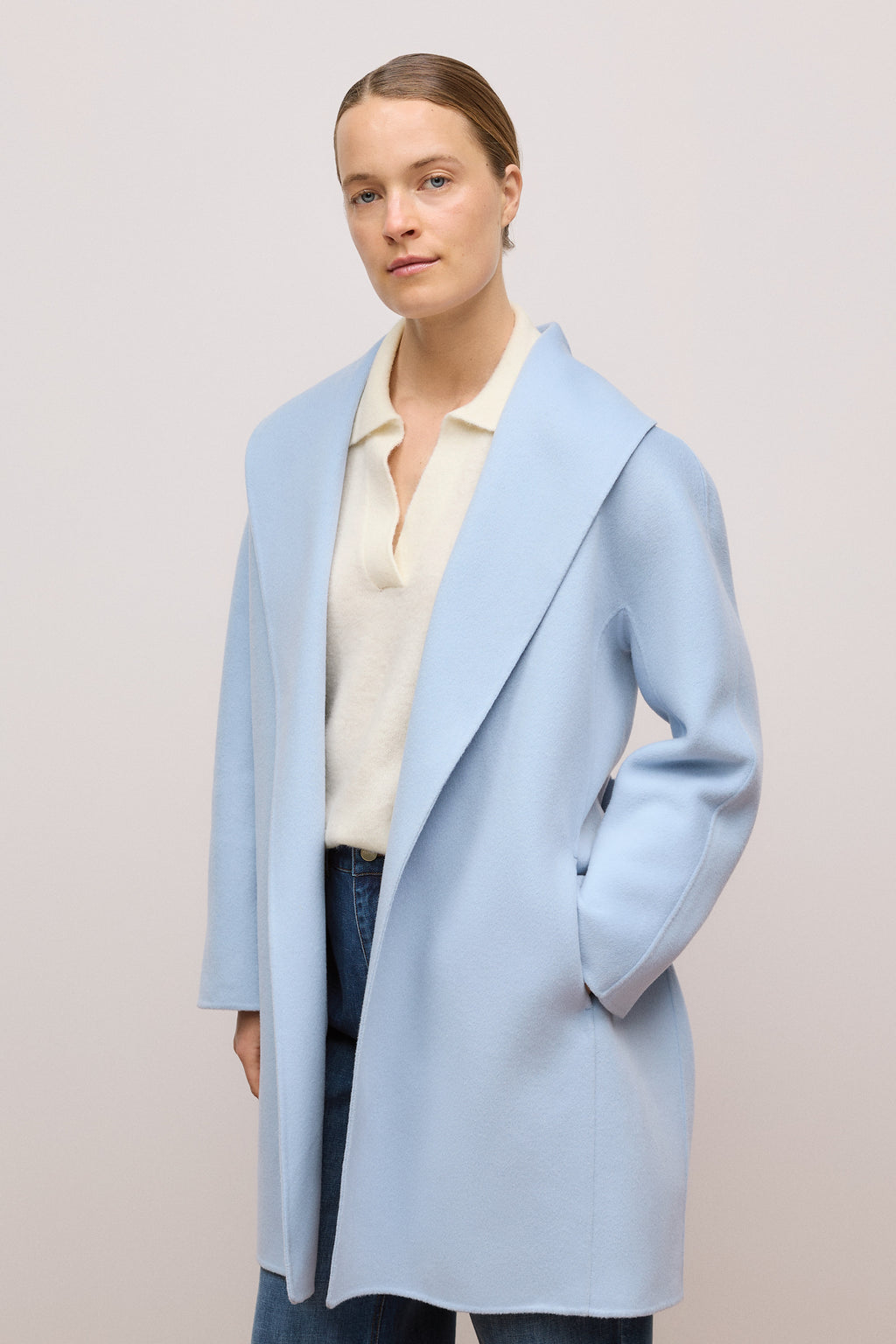 Double Faced Wool Wrap Coat