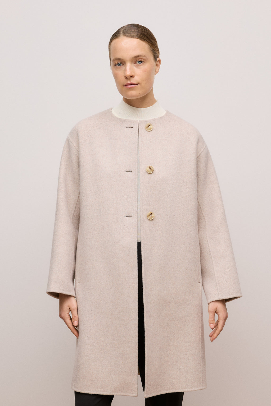 Brushed Wool Silk Scarf Coat