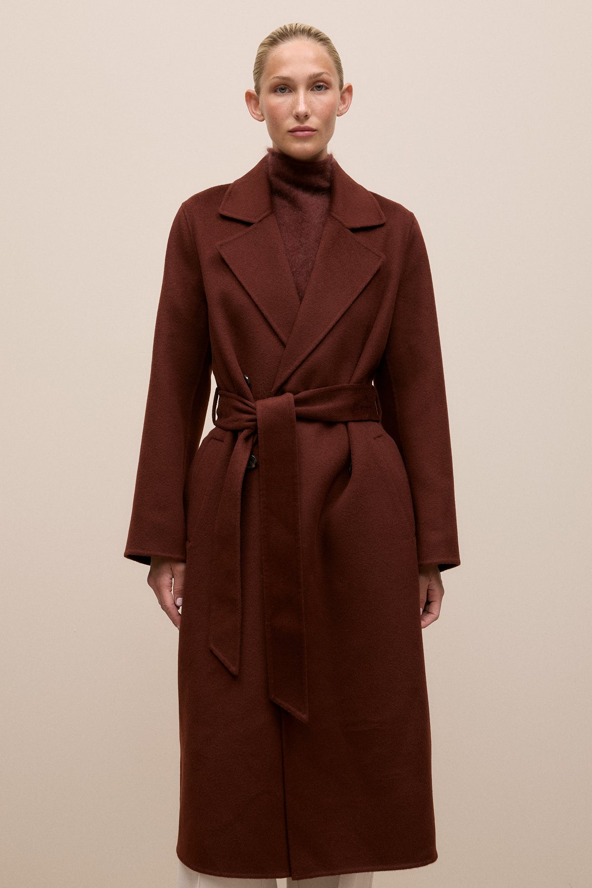 Brushed Wool Double Breasted Coat