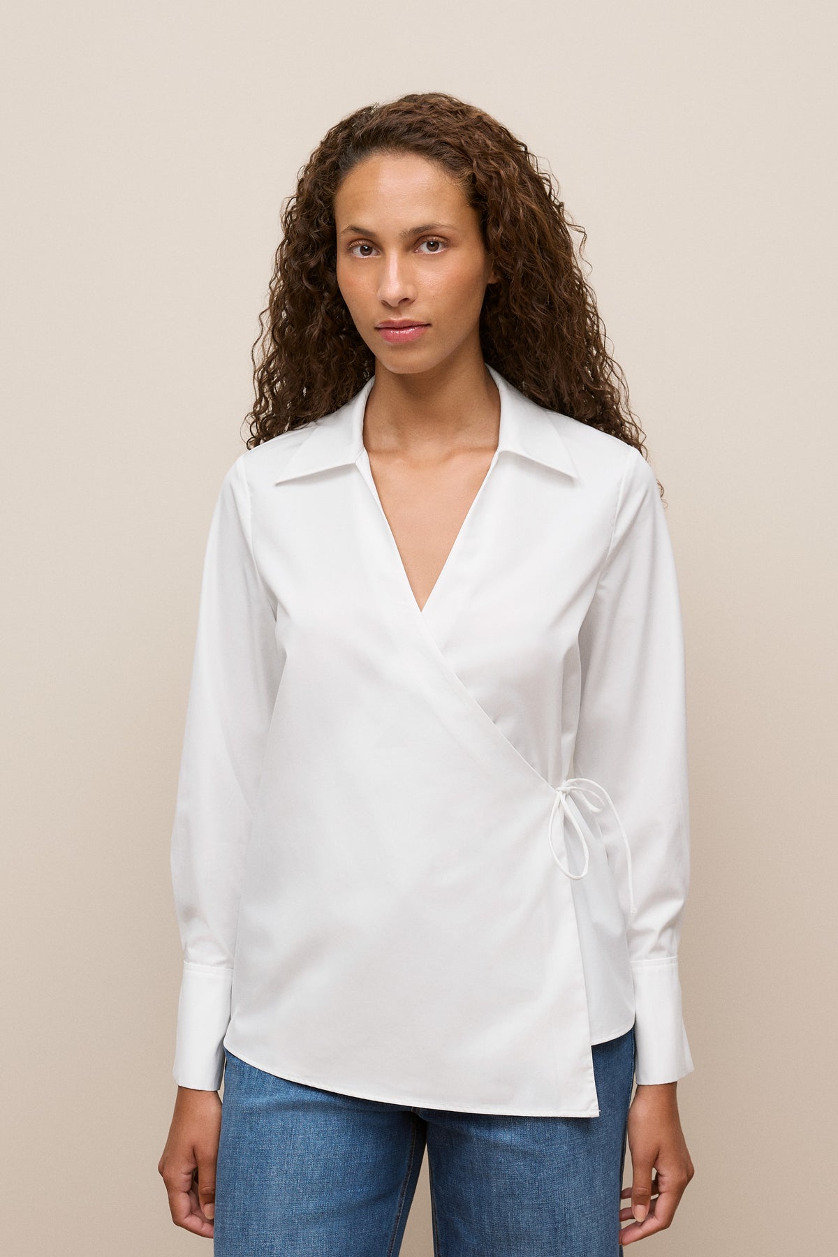 Cotton Poplin Wrap Shirt