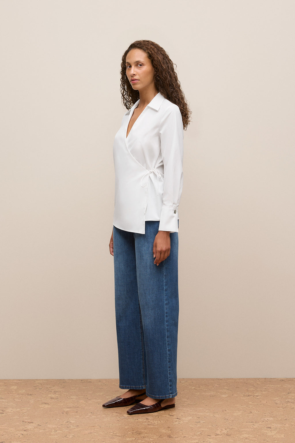 Cotton Poplin Wrap Shirt