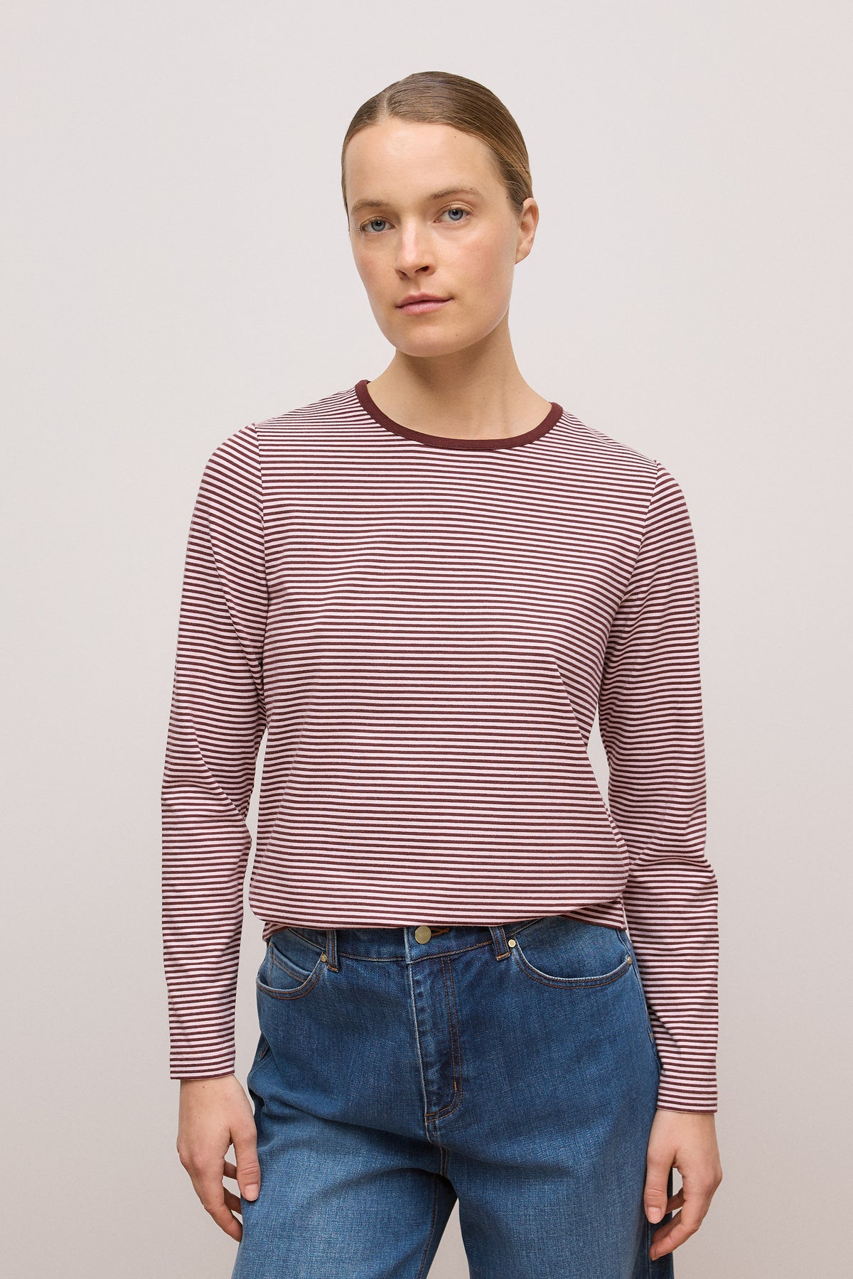 Brushed Cotton Stripe Long Sleeve T-Shirt