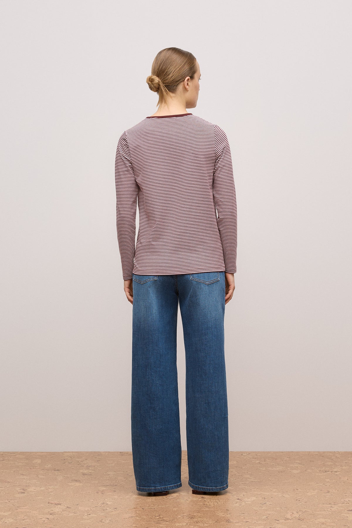 Brushed Cotton Stripe Long Sleeve T-Shirt