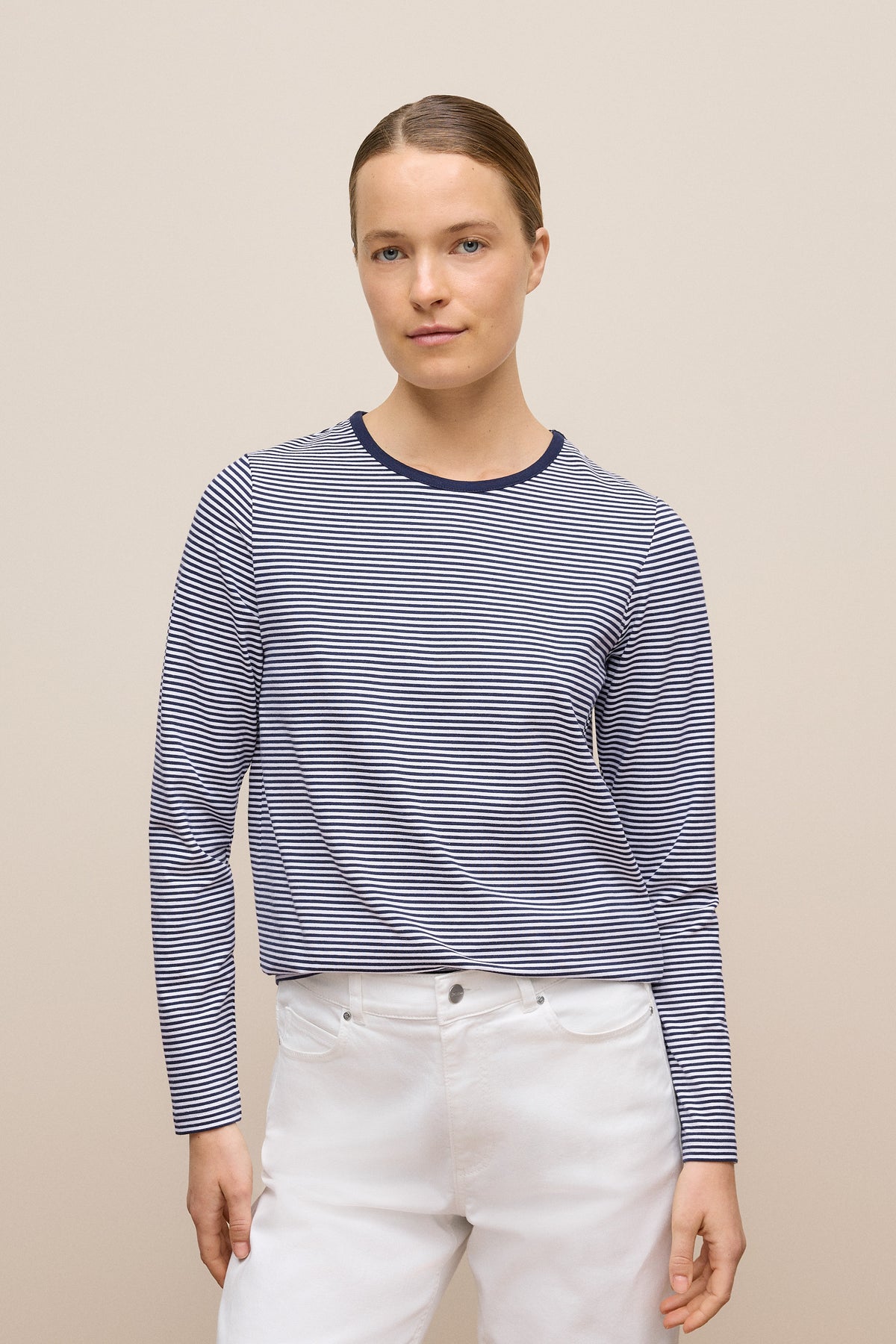 Brushed Cotton Stripe Long Sleeve T-Shirt