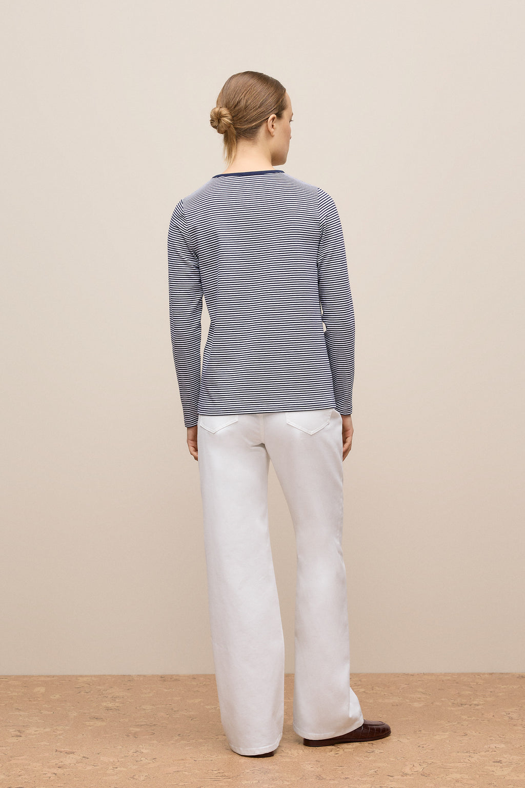 Brushed Cotton Stripe Long Sleeve T-Shirt