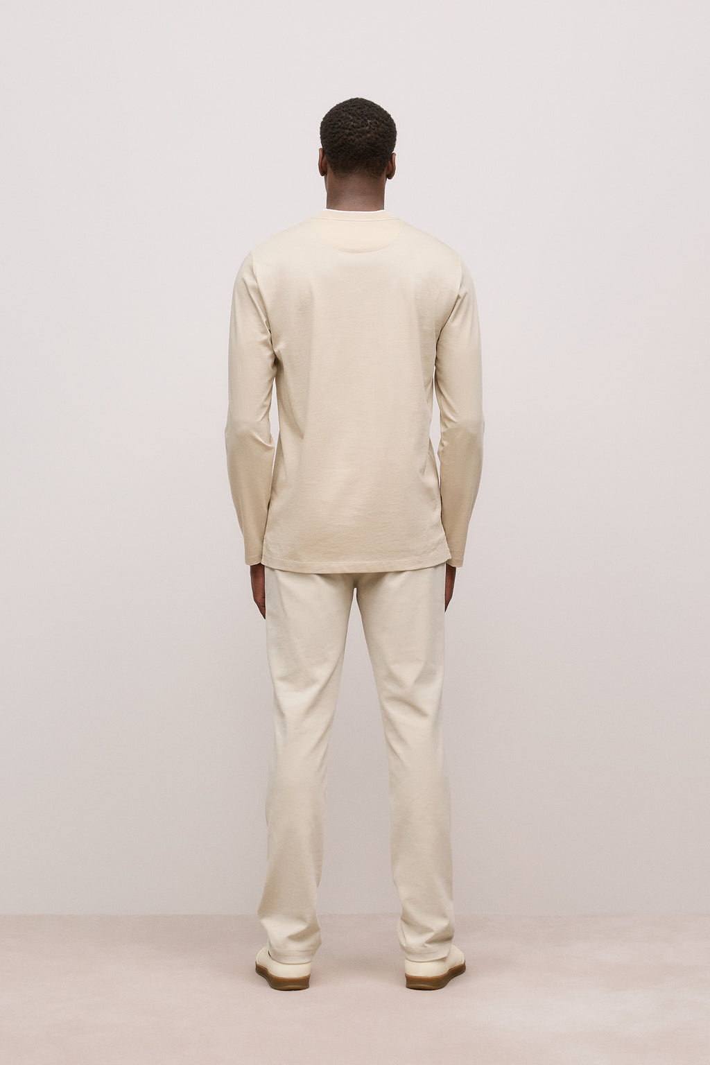 Mercerised Cotton Tipped Long Sleeve T-Shirt