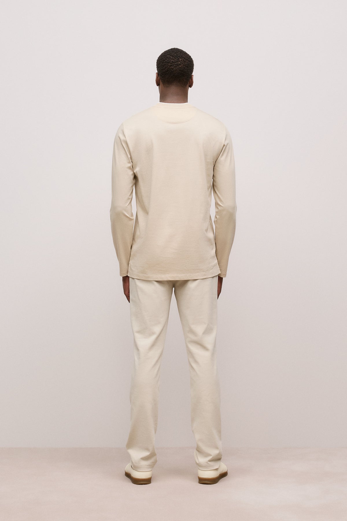 Mercerised Cotton Tipped Long Sleeve T-Shirt