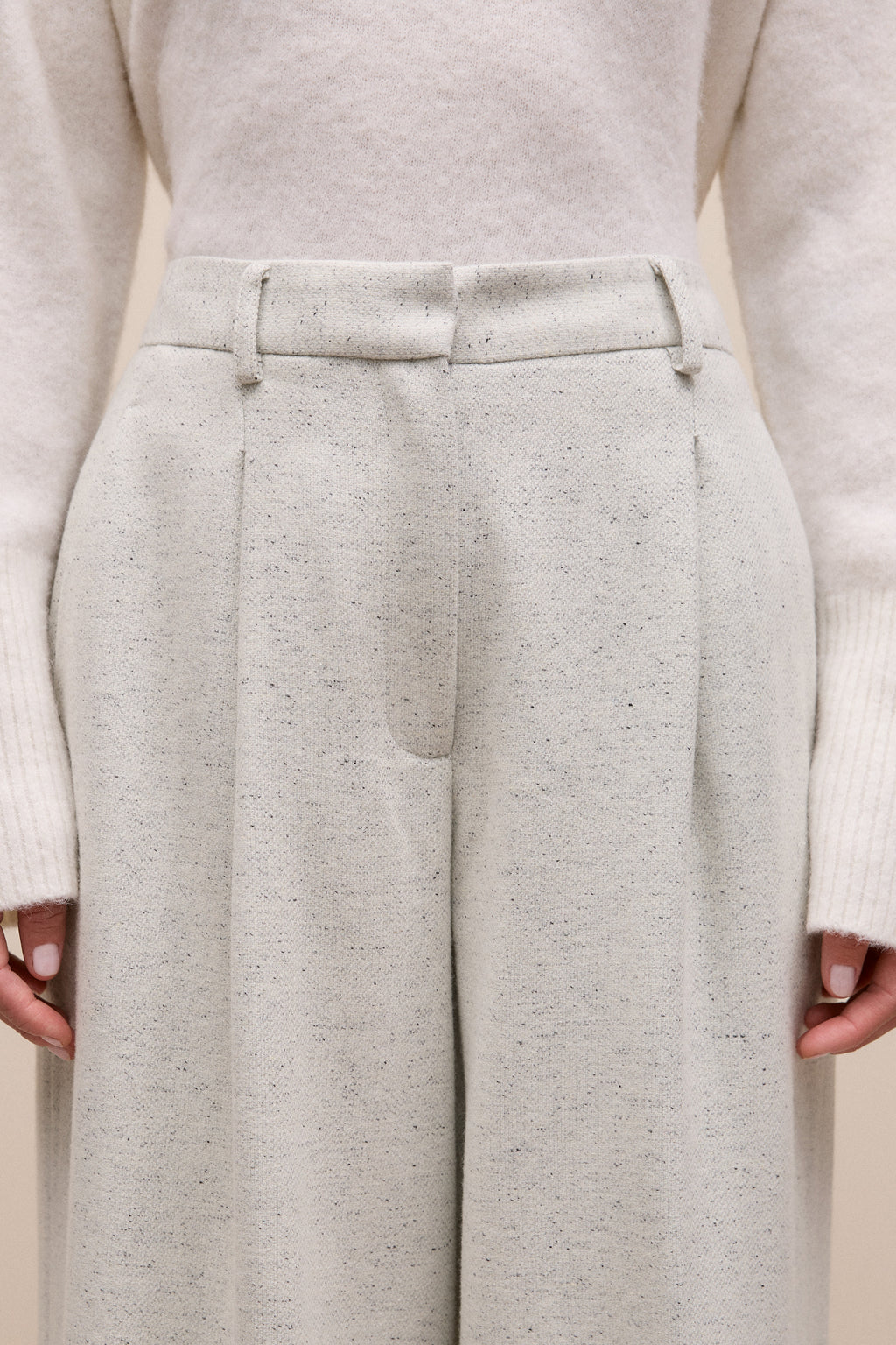 Italian Wool Blend Wide Leg Pant