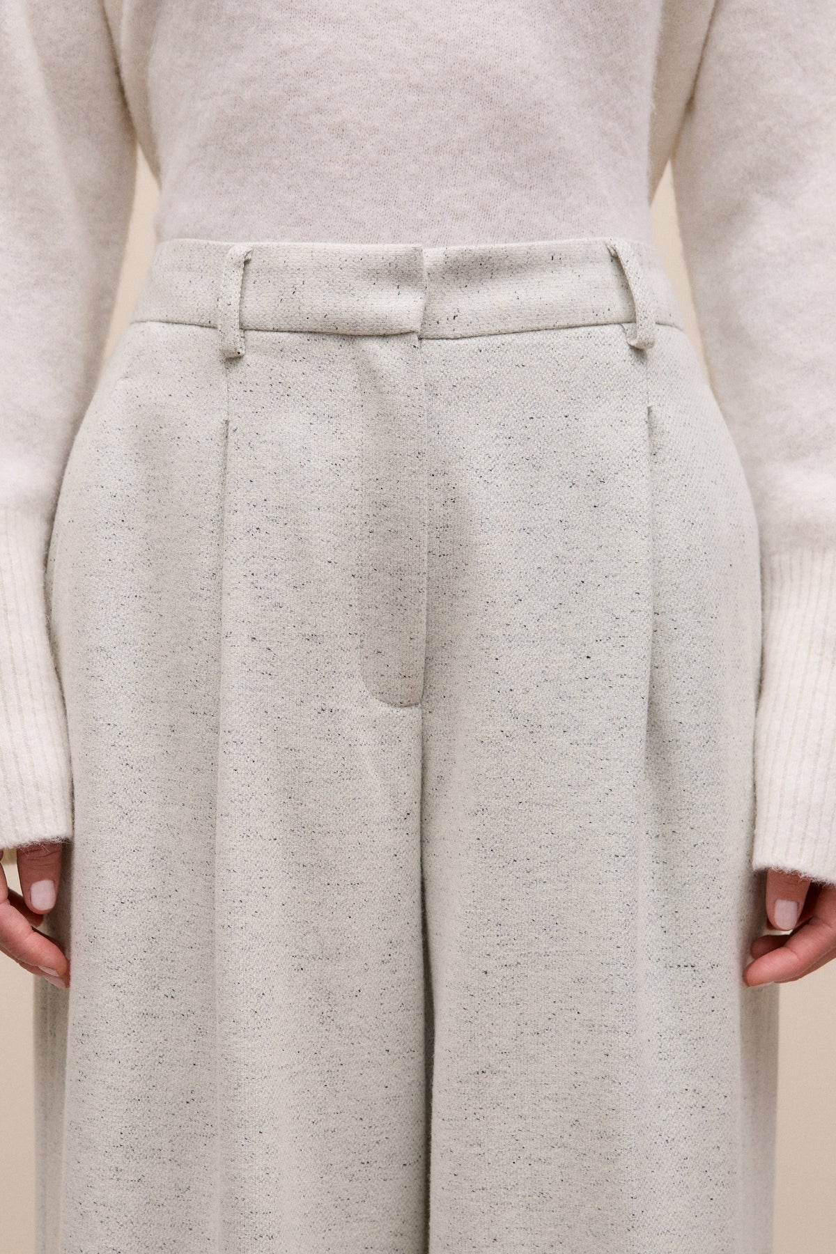 Italian Wool Blend Wide Leg Pant
