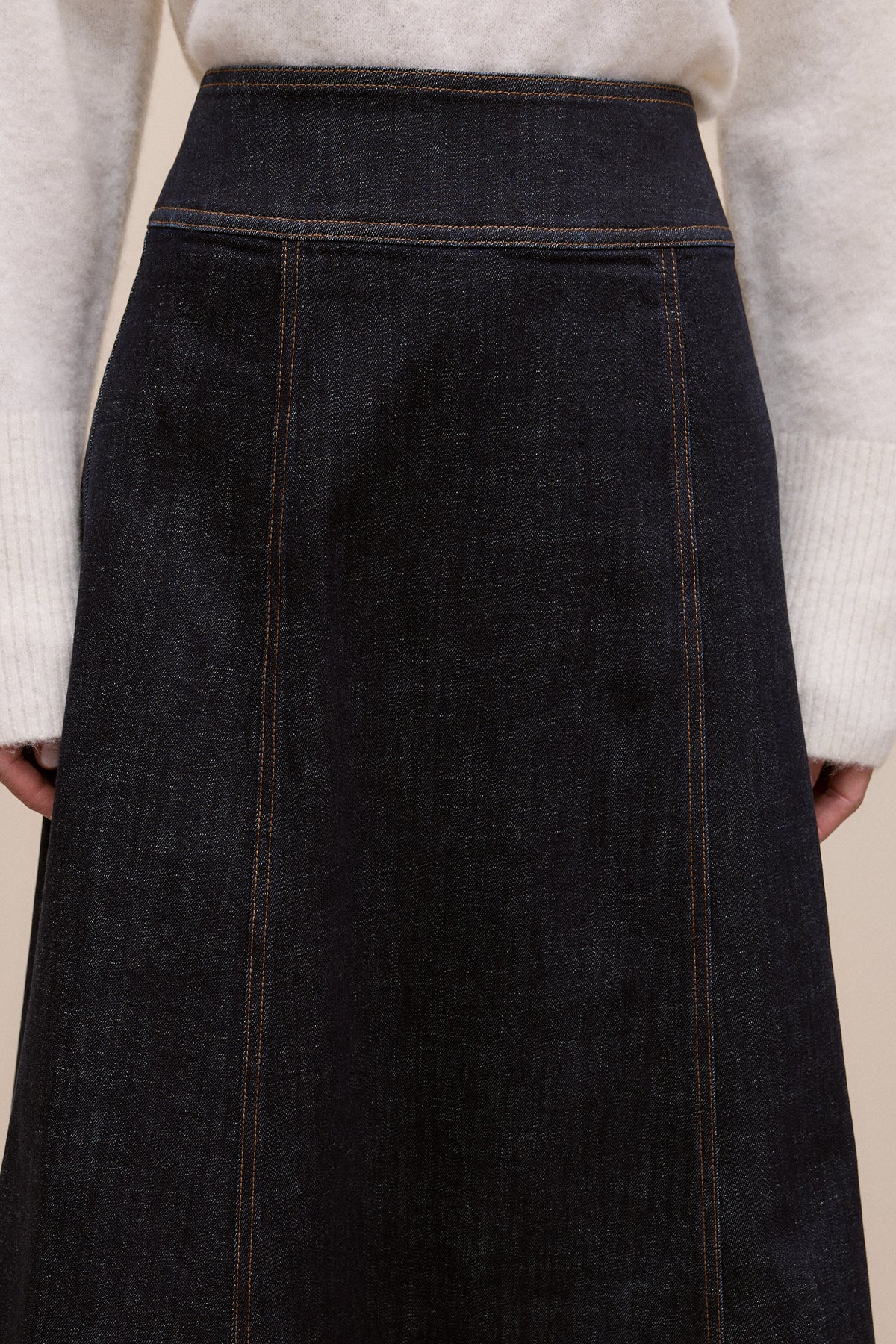 Australian Cotton Blend Denim Panelled Skirt