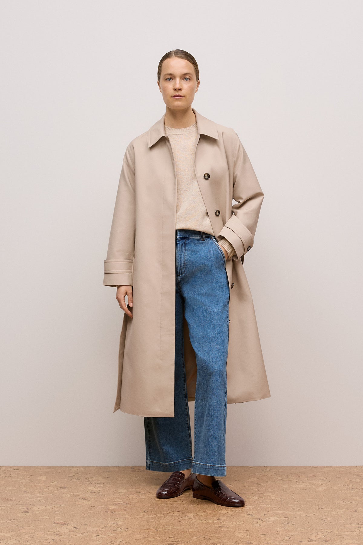 Wool Cashmere Cable Detail Crew