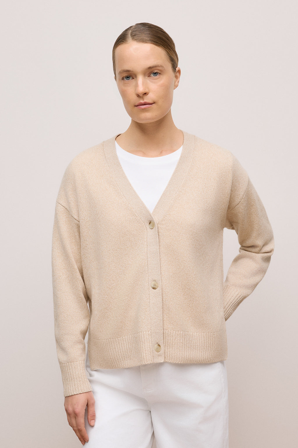 Wool Cashmere Relaxed V Cardigan