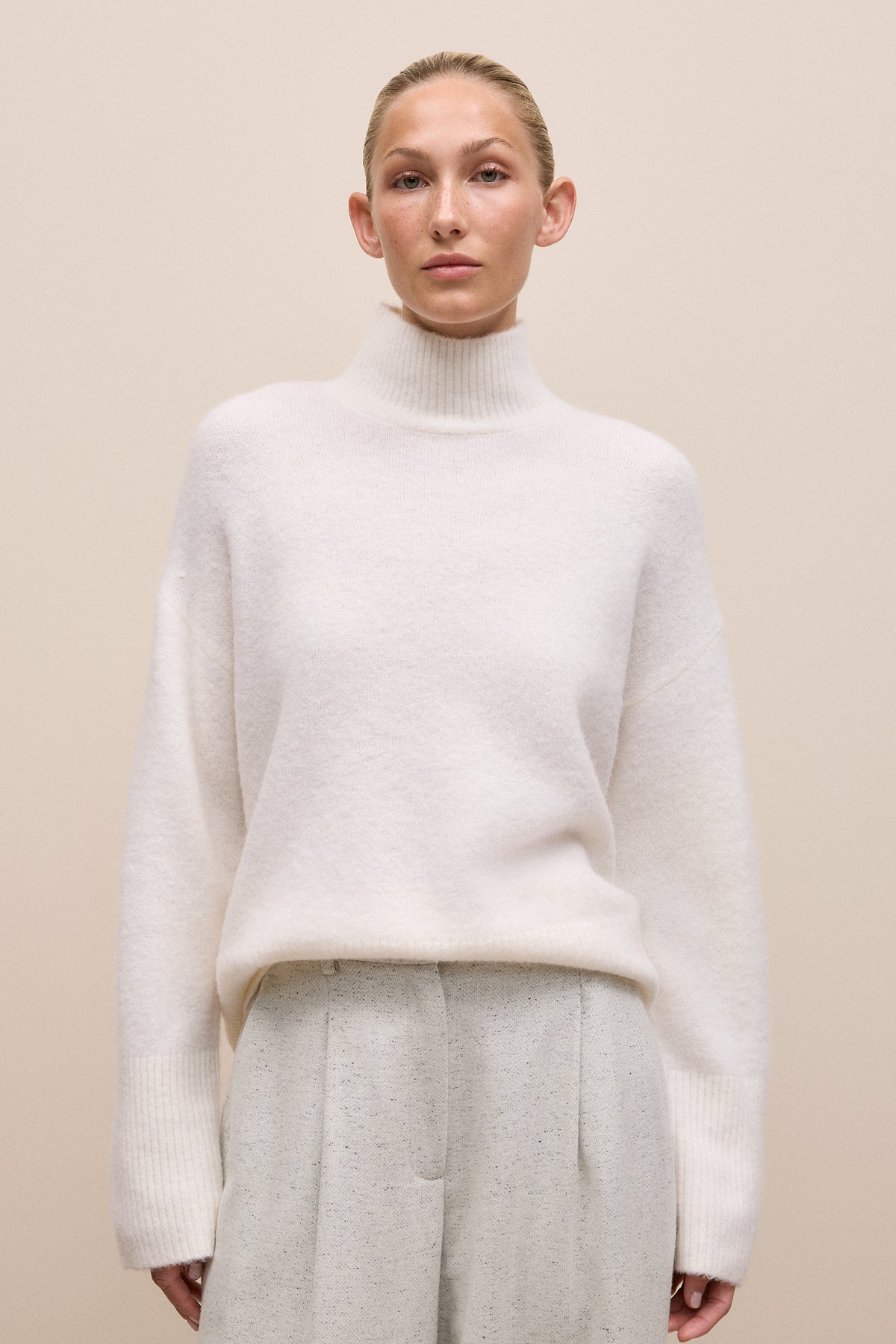 Alpaca Merino Blend Relaxed Mock Neck