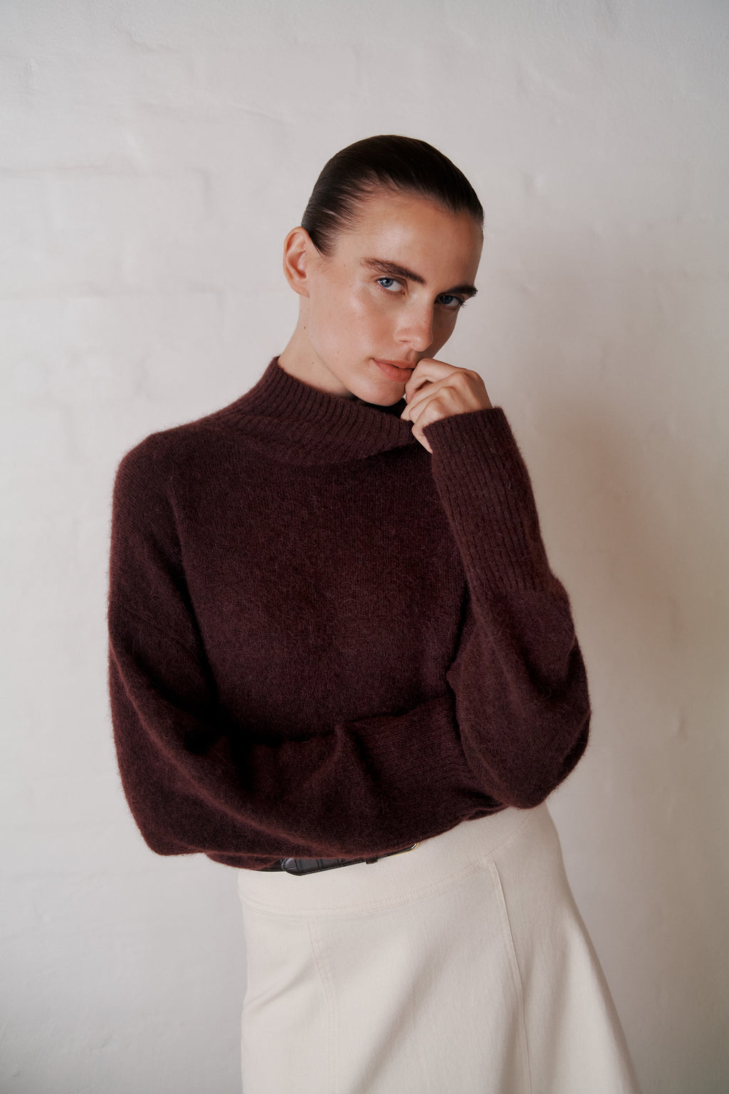 Alpaca Merino Blend Relaxed Mock Neck