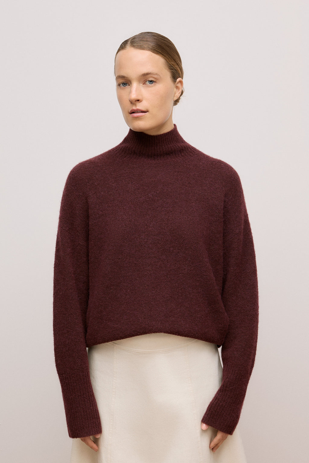 Alpaca Merino Blend Relaxed Mock Neck