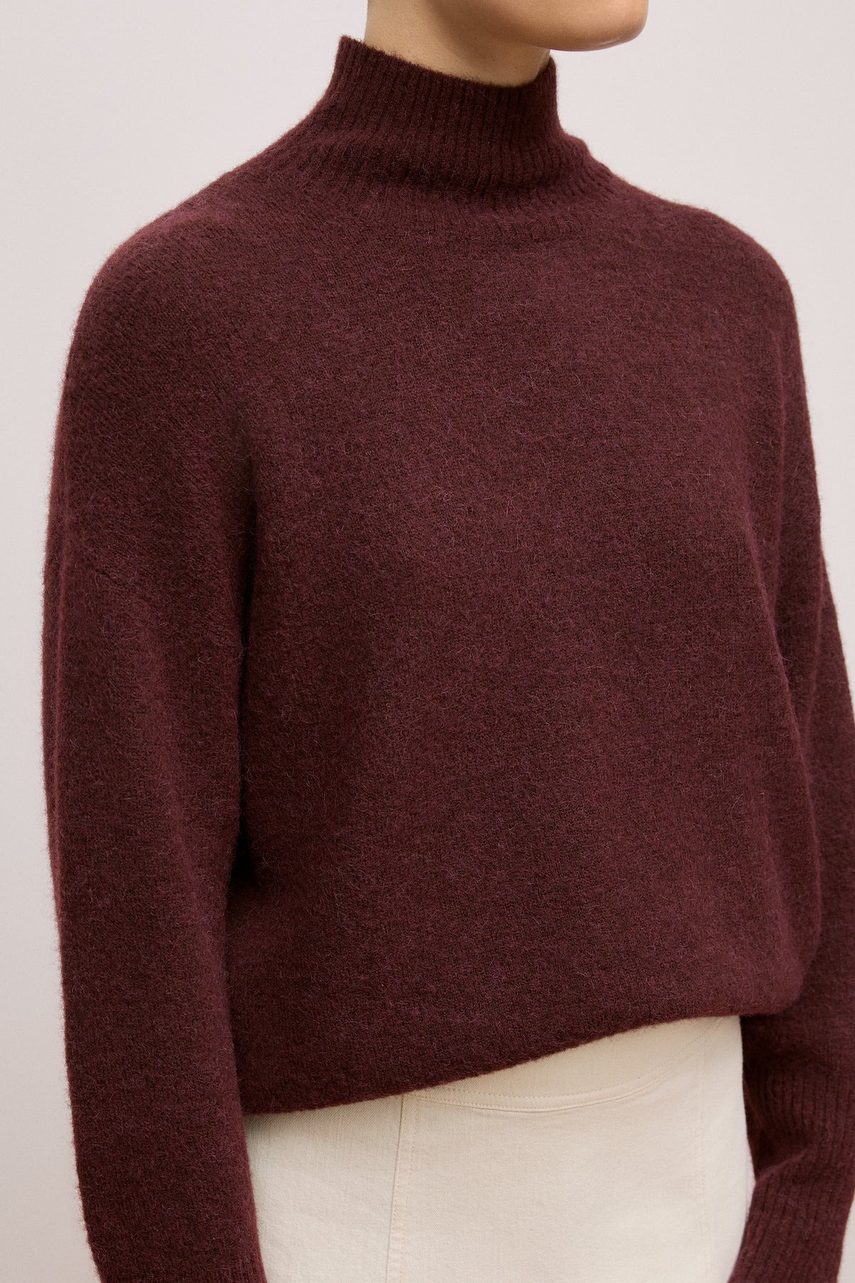 Alpaca Merino Blend Relaxed Mock Neck